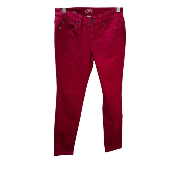 Ann Taylor Loft Womens Modern Skinny Pants 2P Red Denim - Picture 1 of 10